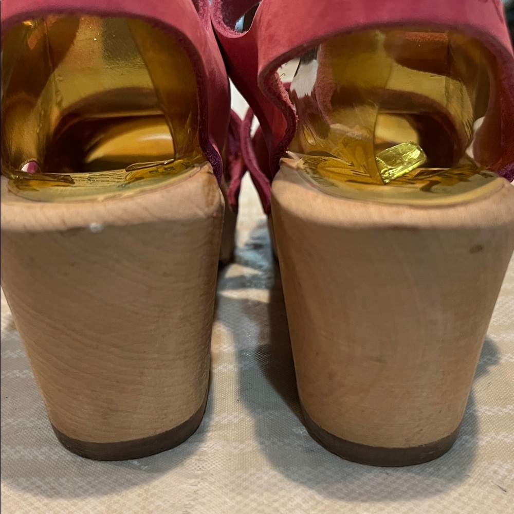 Lotta From Stockholm Pink Leather and Wood Sandals size 40 (9 US) - Picture 7 of 9